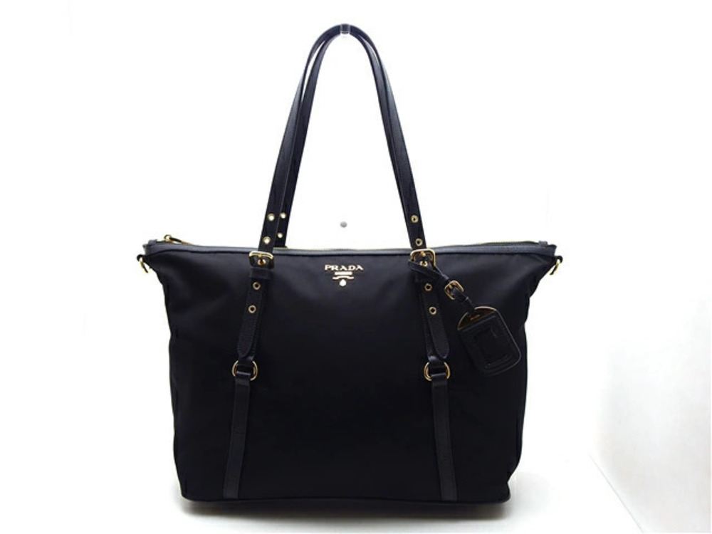 Prada Shoulder Bag Embossed Black